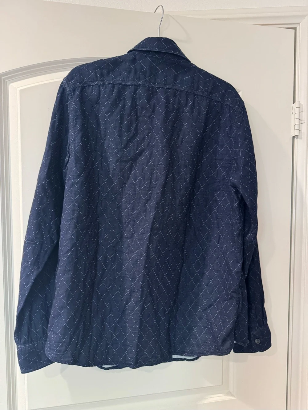 Banana Republic Blue Diamond Quilted look Long Sleeve Shirt Jacket Sz Medium